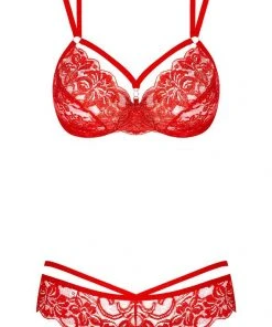 Obsessive Red Bra And Thong Set Lingerie Sets