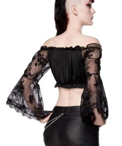 Ladies Gothic Clothing Ocultica Long Sleeve Lace Top
