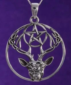 Seventh Sense Stag And Pentagram Pendant Silver All Jewellery
