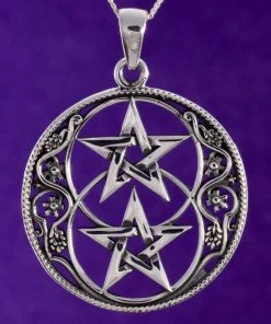 All Jewellery Seventh Sense Chalice Well And Double Pentagram Pendant Silver