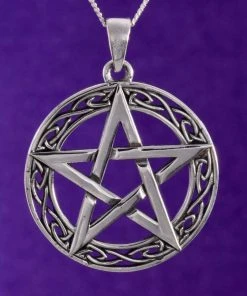 Seventh Sense Pentagram With Celtic Border Pendant Silver