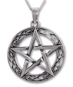 Seventh Sense Pentagram With Celtic Border Pendant Silver