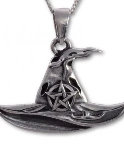 Gothic Jewellery Seventh Sense Witches Hat Pendant Silver