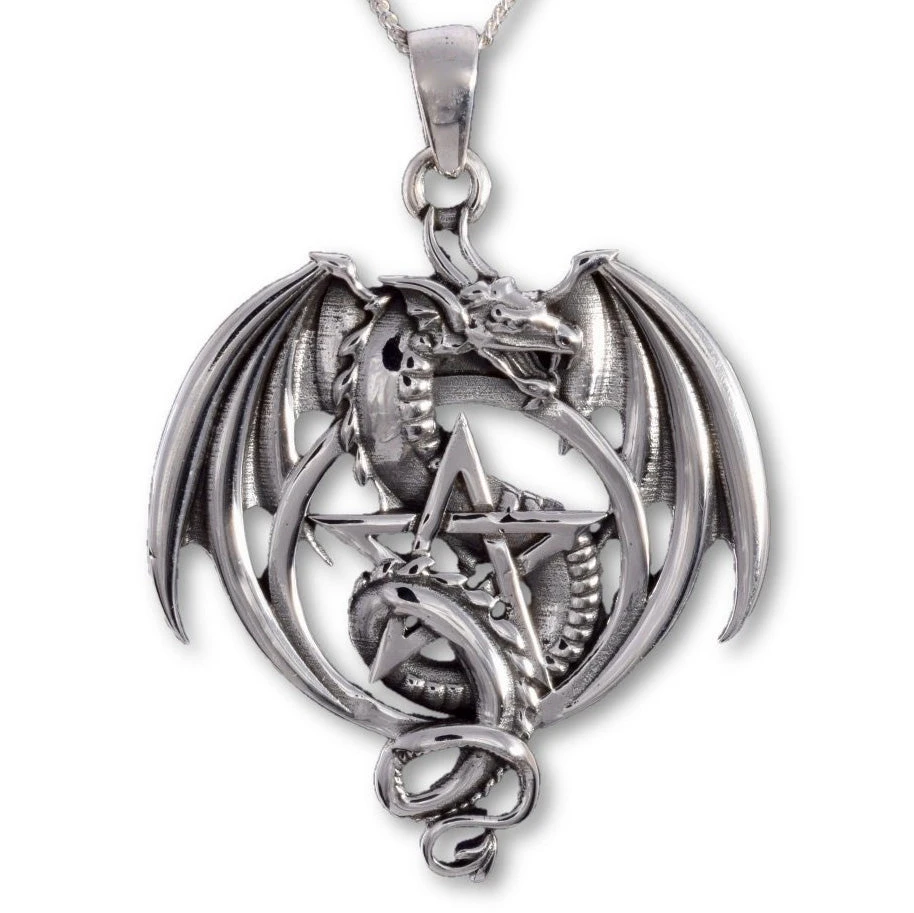 Gothic Jewellery Seventh Sense Dragon With Pentagram Pendant Silver 6 Gothic Jewellery Seventh Sense Dragon With Pentagram Pendant Silver