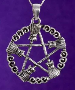 Seventh Sense Besom Pentagram Pendant Silver