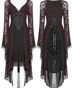 Punk Rave High Elf Evening Dress Red