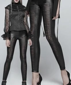 Ladies Gothic Clothing Punk Rave She Devil Leggings Black WK-342