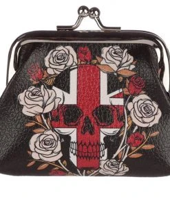 Puckator All Bags Black Skulls And Roses Union Jack Purse