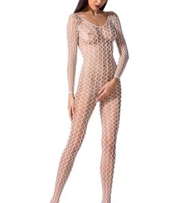 Passion Lingerie Passion Bodystocking BS068 White Bodystockings