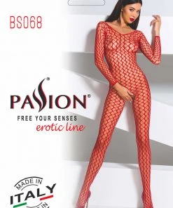 Passion Lingerie Bodystockings Passion Bodystocking BS068 Red