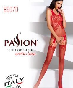 Passion Lingerie Passion Bodystocking BS070 Red Bodystockings
