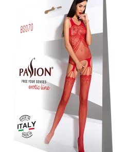 Passion Lingerie Passion Bodystocking BS070 Red Bodystockings