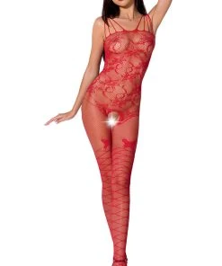 Passion Lingerie Passion Bodystocking BS076 Red Bodystockings