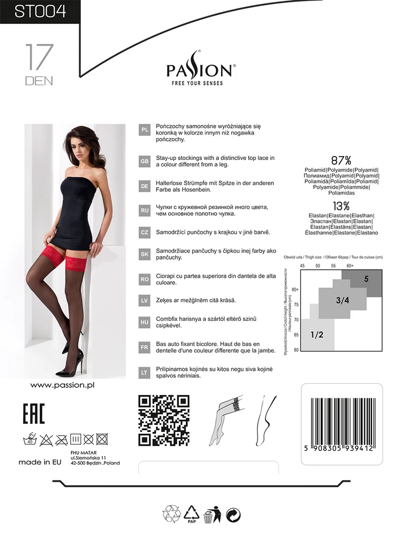 Passion Lingerie Passion Nero/Roso Black/Red Stockings ST004 6 Passion Lingerie Passion Nero/Roso Black/Red Stockings ST004