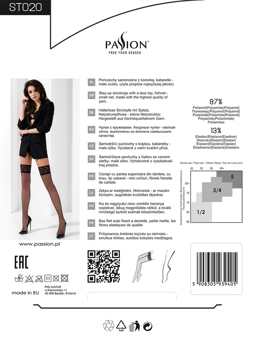 Passion Lingerie Passion Nero Black Fishnet Hold-Ups ST020 6 Passion Lingerie Passion Nero Black Fishnet Hold-Ups ST020