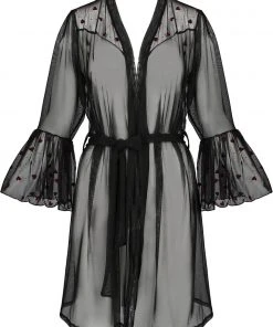 Passion Lingerie Passion Lovelia Penignoir Dressing Gown Black