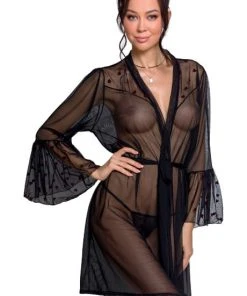 Passion Lingerie Passion Lovelia Penignoir Dressing Gown Black