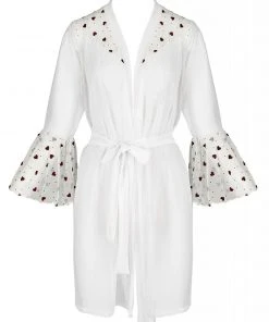 Passion Lingerie Passion Lovelia Penignoir Dressing Gown White Chemises, Nightwear