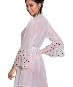 Passion Lingerie Passion Lovelia Penignoir Dressing Gown White Chemises, Nightwear
