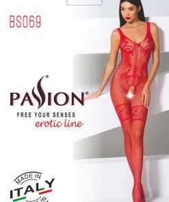 Passion Lingerie Bodystockings Passion Bodystocking BS069 Red