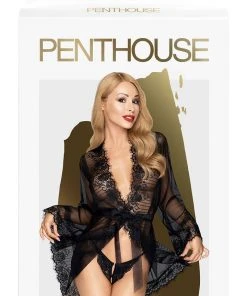 Chemises, Nightwear Penthouse Hypnotic Power Black Kimono