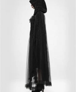 Ladies Gothic Clothing Punk Rave Black Swan Lace Cape