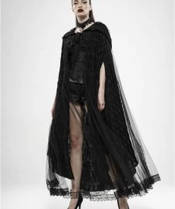 Ladies Gothic Clothing Punk Rave Black Swan Lace Cape