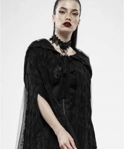 Ladies Gothic Clothing Punk Rave Black Swan Lace Cape