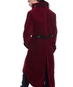 Innocent Clothing Poizen Red Velvet Pirate Coat Mens Gothic Clothing