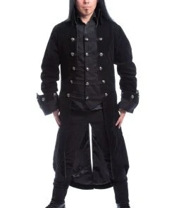 Innocent Clothing Poizen Velvet Pirate Coat Black