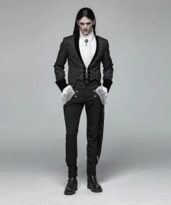 Punk Rave Draconia Rose Tail Coat Black Mens Gothic Clothing