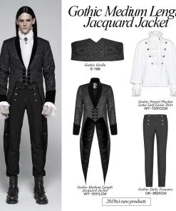 Punk Rave Draconia Rose Tail Coat Black Mens Gothic Clothing