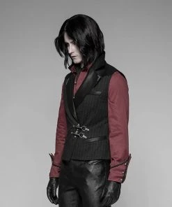 Punk Rave Formal Waistcoat Black Mens Gothic Clothing