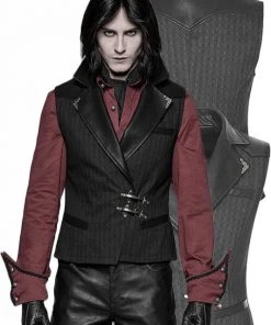 Punk Rave Formal Waistcoat Black Mens Gothic Clothing