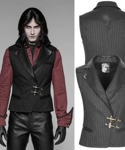 Punk Rave Formal Waistcoat Black Mens Gothic Clothing