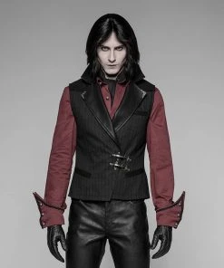 Punk Rave Formal Waistcoat Black Mens Gothic Clothing