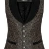Mens Gothic Clothing Punk Rave Dark Gold Jacquard Gentleman Vest