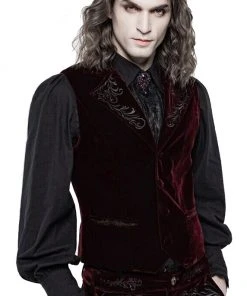 Mens Gothic Clothing Punk Rave Hamlet Waistcoat Red