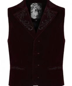 Mens Gothic Clothing Punk Rave Hamlet Waistcoat Red