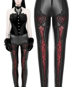 Ladies Gothic Clothing Punk Rave Red Soiree Leggings