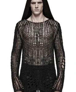 Mens Gothic Clothing Punk Rave Hollowed-Out Sweater