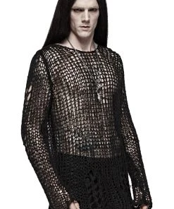 Mens Gothic Clothing Punk Rave Hollowed-Out Sweater