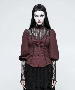 Ladies Gothic Clothing Punk Rave Victorian Gothic Shirt Red Y-794