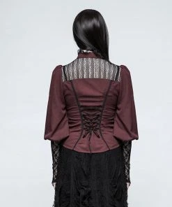 Ladies Gothic Clothing Punk Rave Victorian Gothic Shirt Red Y-794