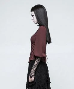 Ladies Gothic Clothing Punk Rave Victorian Gothic Shirt Red Y-794