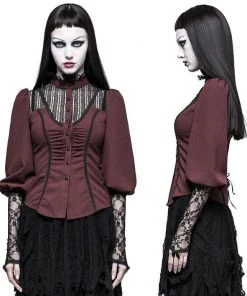 Ladies Gothic Clothing Punk Rave Victorian Gothic Shirt Red Y-794
