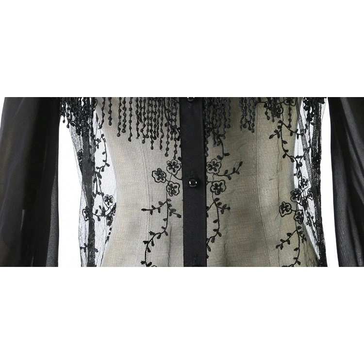 Punk Rave Black Gothic Long Lace Top 8 Punk Rave Black Gothic Long Lace Top