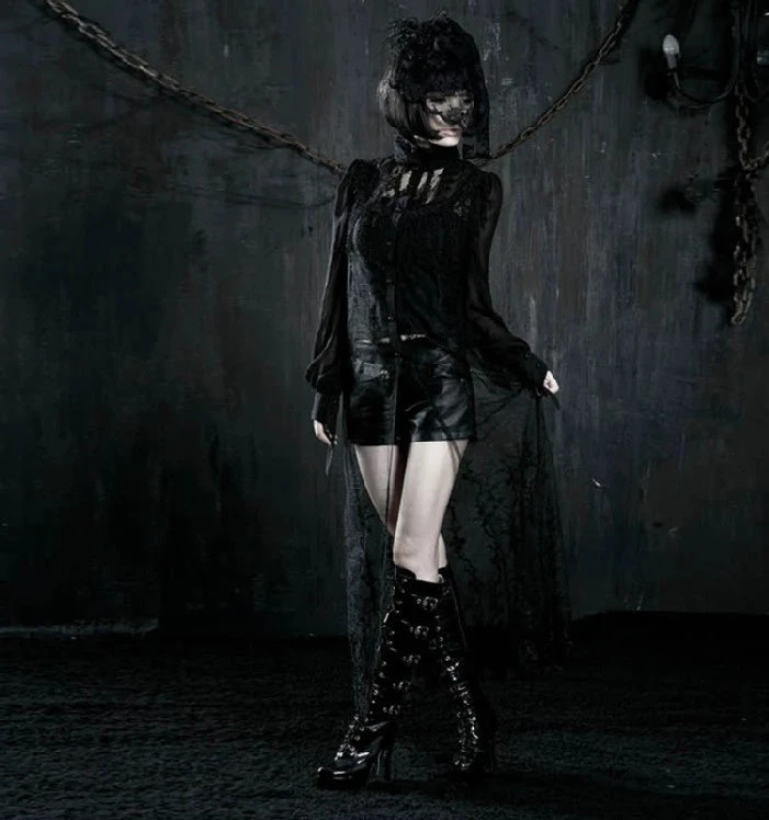 Punk Rave Black Gothic Long Lace Top 10 Punk Rave Black Gothic Long Lace Top
