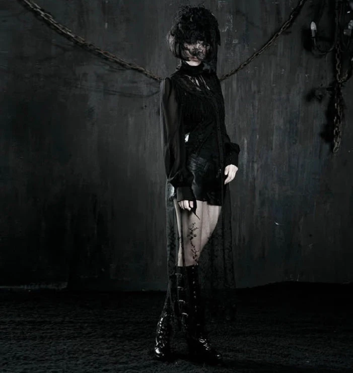 Punk Rave Black Gothic Long Lace Top 11 Punk Rave Black Gothic Long Lace Top