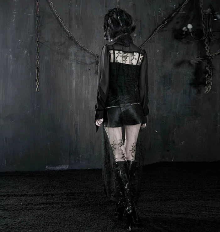 Punk Rave Black Gothic Long Lace Top 12 Punk Rave Black Gothic Long Lace Top